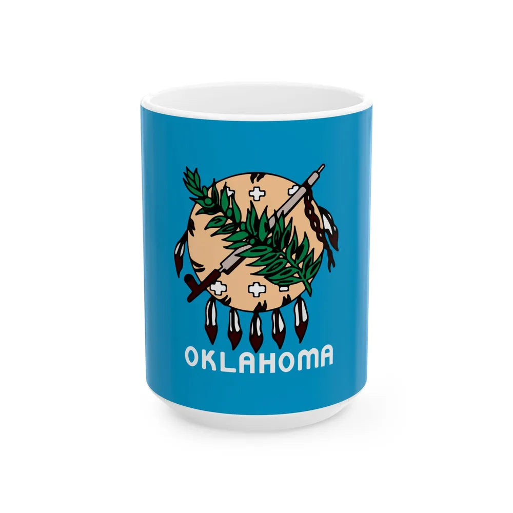 Flag of Oklahoma 1941-1988 unofficial (United States) White Coffee Mug 15oz - Go Mug Yourself