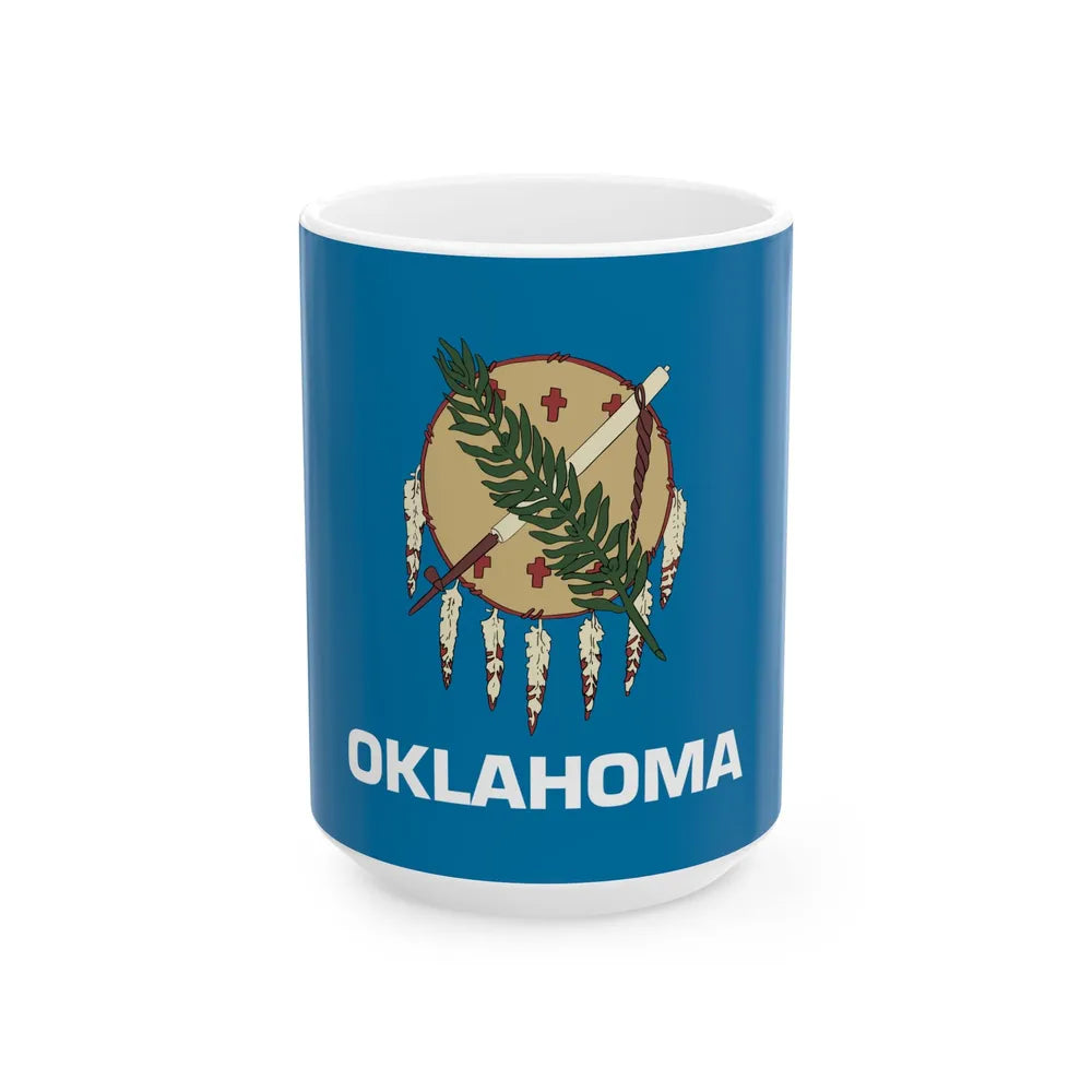 Flag of Oklahoma 1988-2006 (United States) White Coffee Mug 15oz - Go Mug Yourself