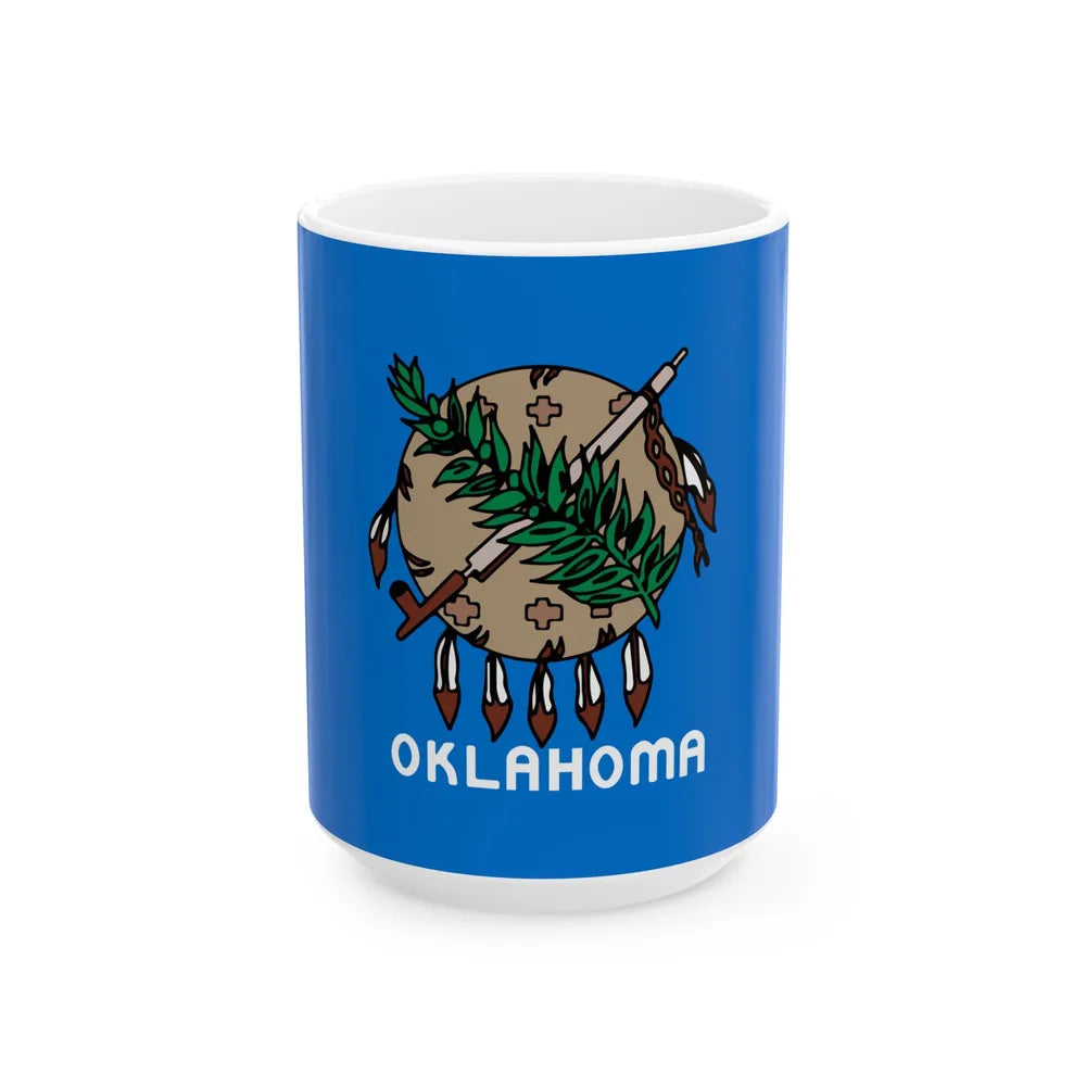 Flag of Oklahoma 1988-2006 unofficial (United States) White Coffee Mug 15oz - Go Mug Yourself