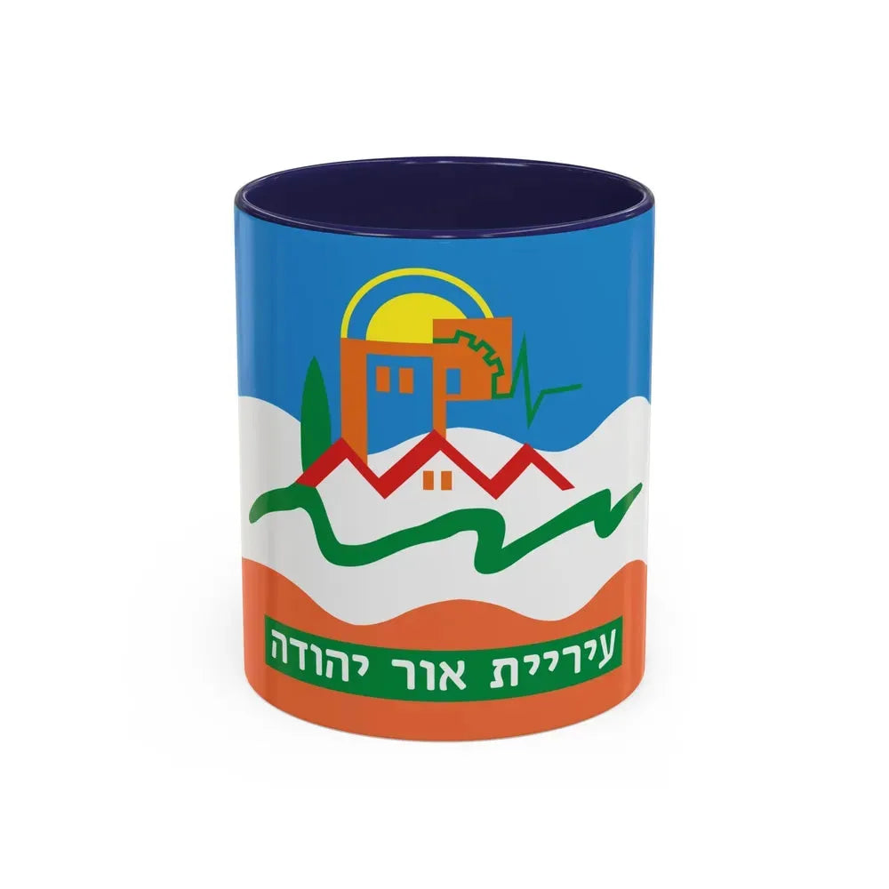 Flag of Or Yehuda Israel - Accent Coffee Mug 11oz Navy - Go Mug Yourself