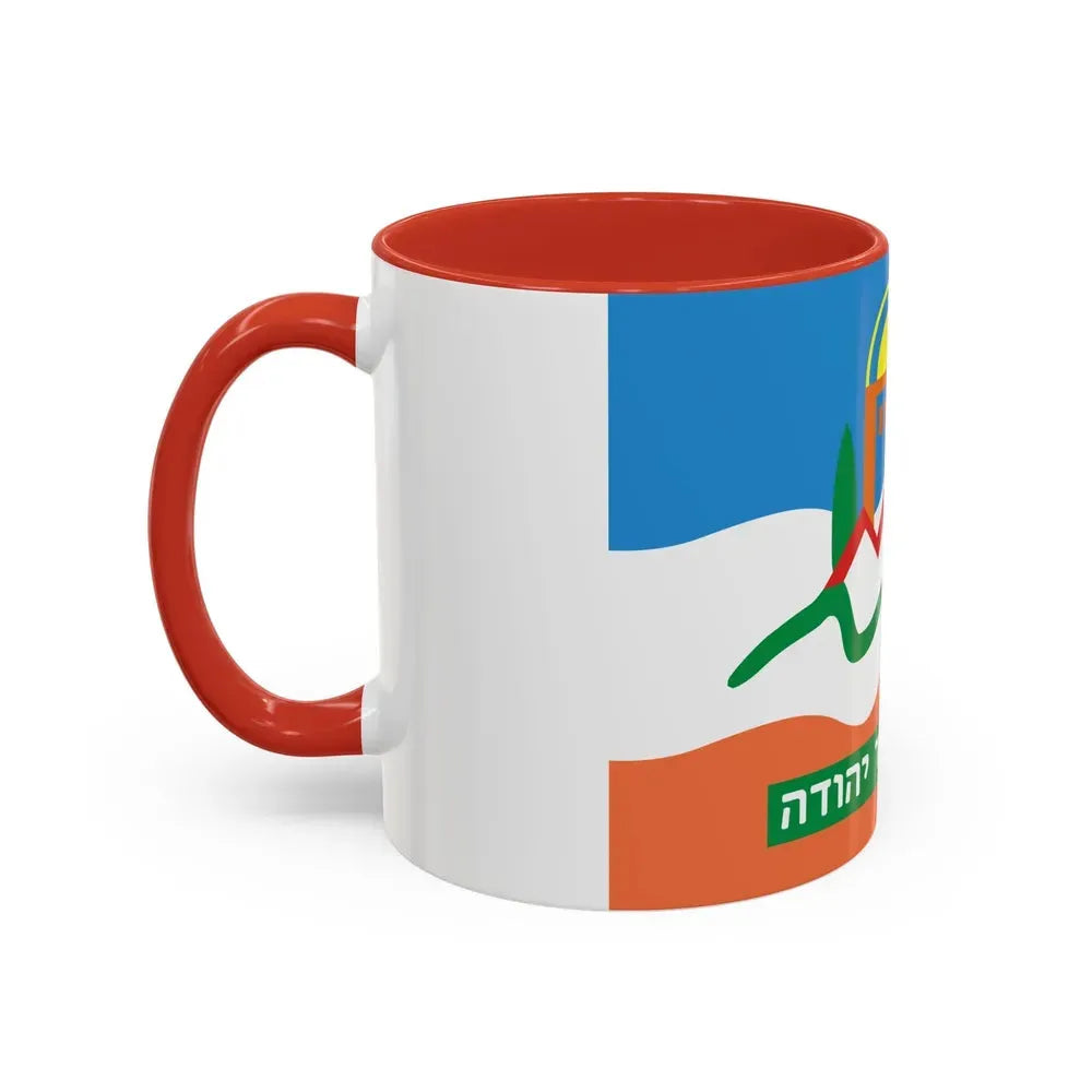 Flag of Or Yehuda Israel - Accent Coffee Mug - Go Mug Yourself