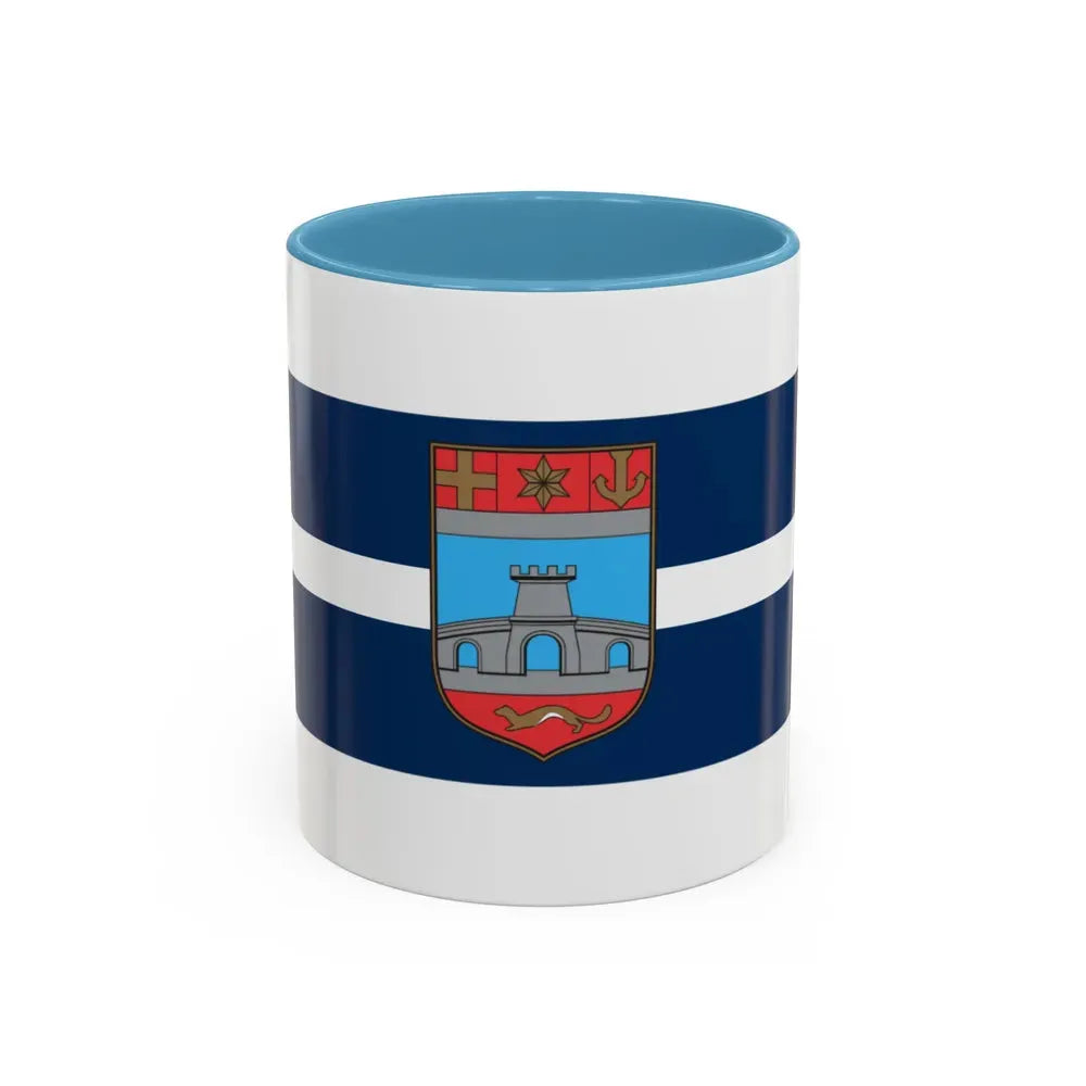 Flag of Osijek Baranja County Croatia - Accent Coffee Mug 11oz Light Blue - Go Mug Yourself