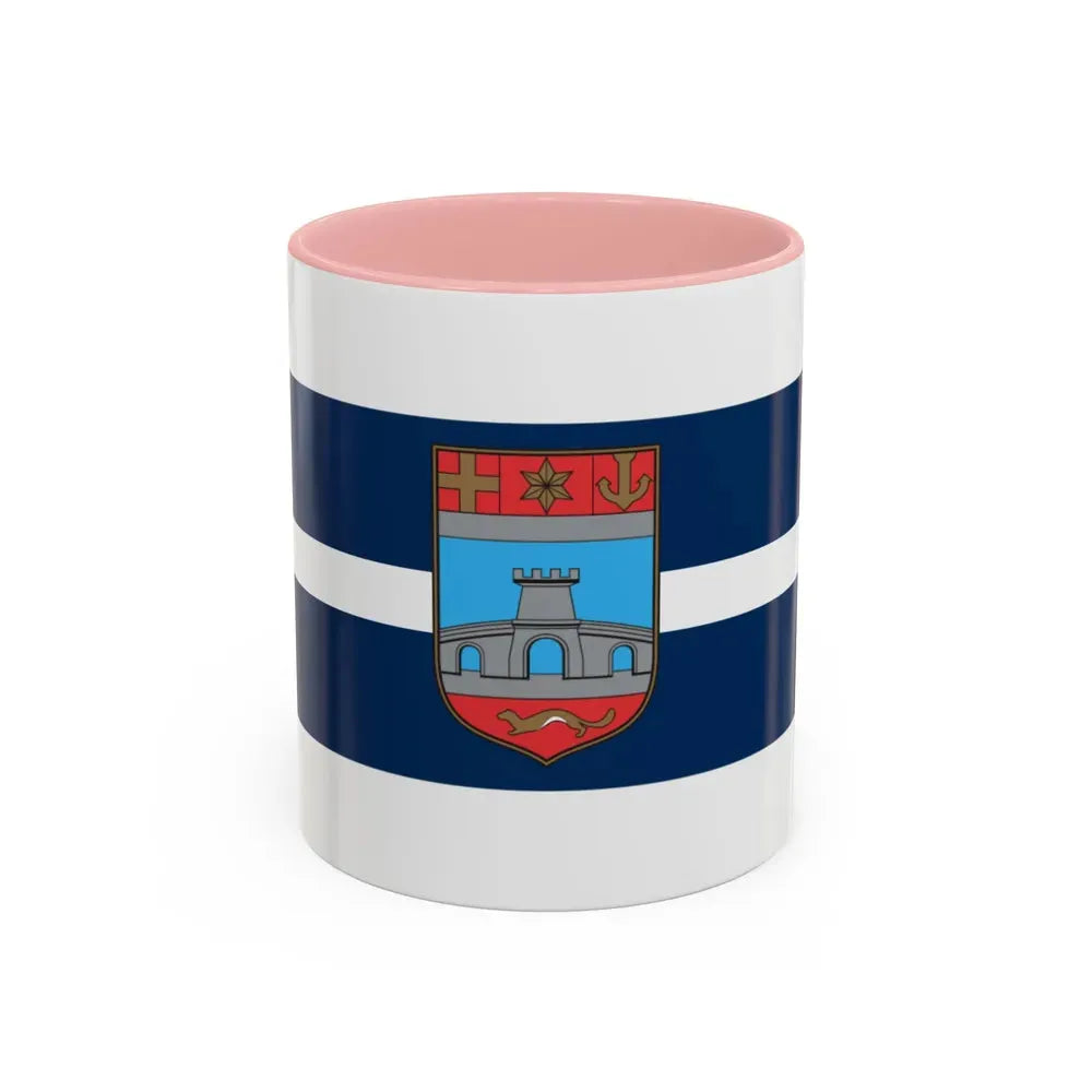 Flag of Osijek Baranja County Croatia - Accent Coffee Mug 11oz Pink - Go Mug Yourself
