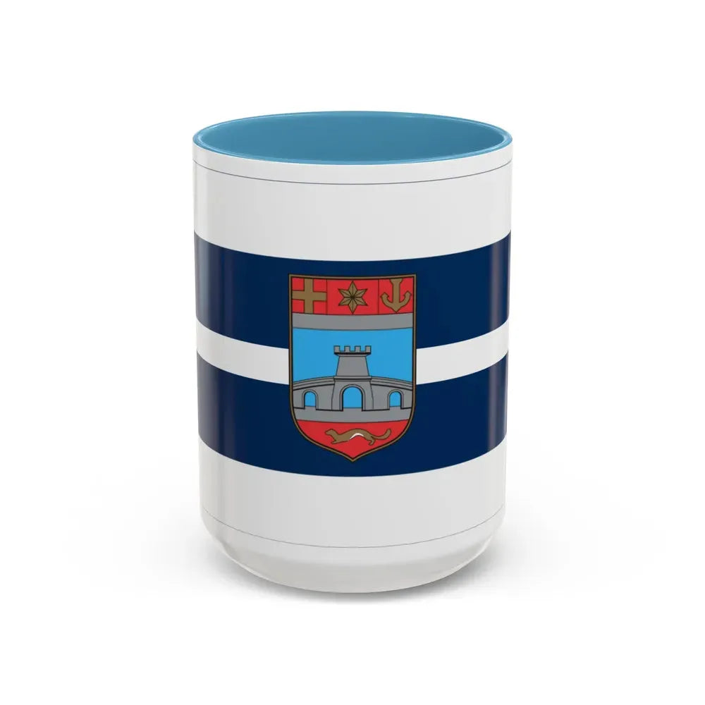 Flag of Osijek Baranja County Croatia - Accent Coffee Mug 15oz Light Blue - Go Mug Yourself