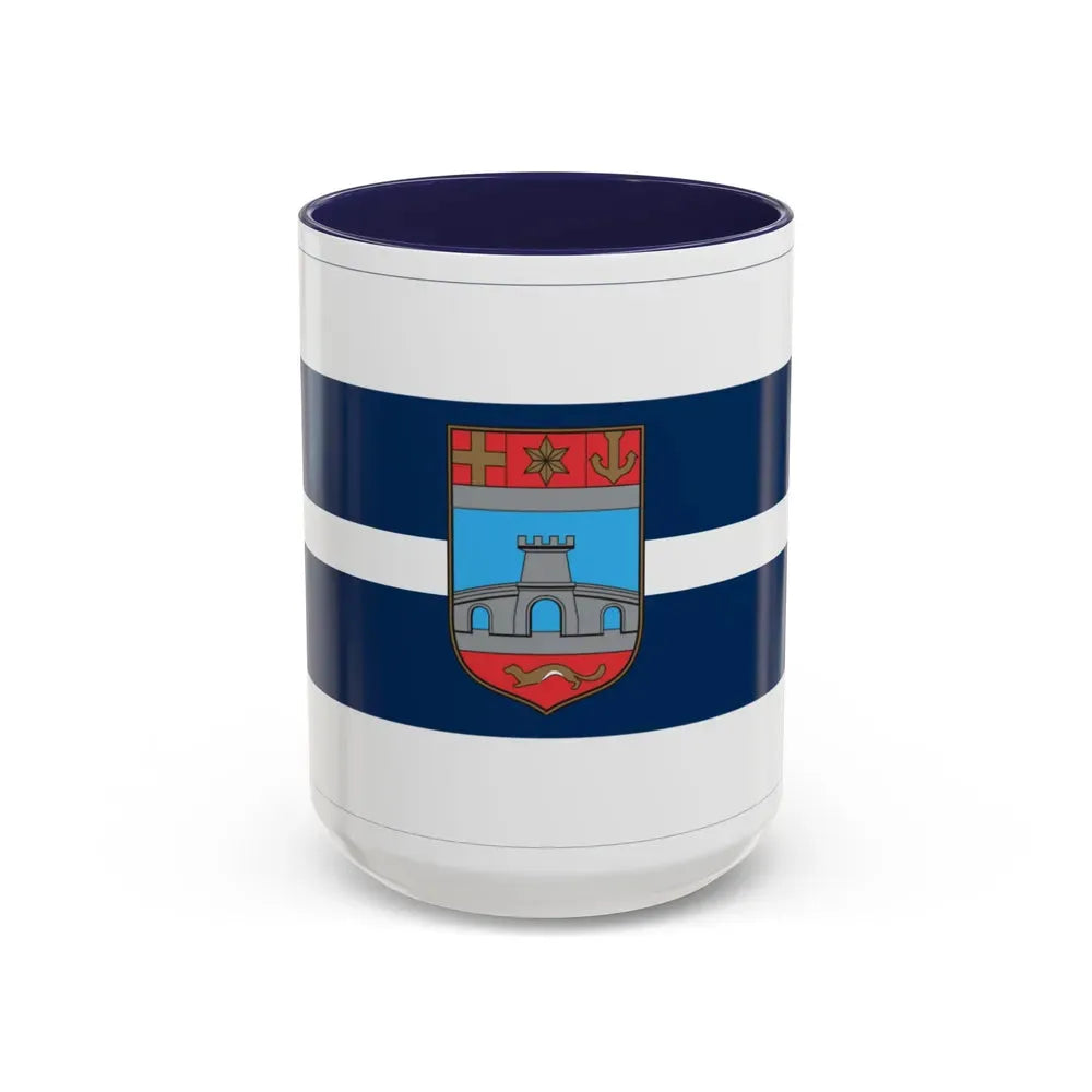 Flag of Osijek Baranja County Croatia - Accent Coffee Mug 15oz Navy - Go Mug Yourself