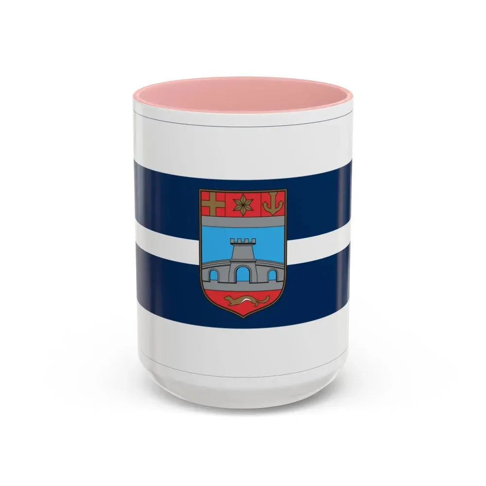 Flag of Osijek Baranja County Croatia - Accent Coffee Mug 15oz Pink - Go Mug Yourself