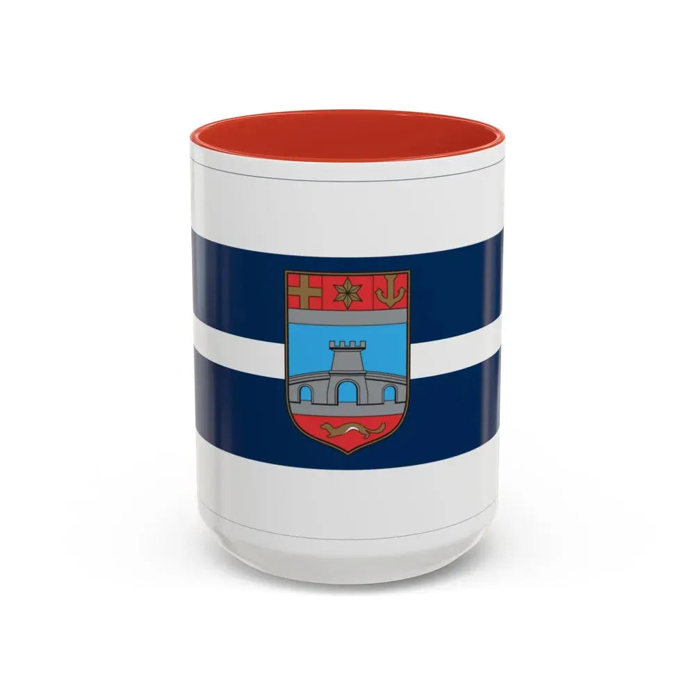 Flag of Osijek Baranja County Croatia - Accent Coffee Mug 15oz Red - Go Mug Yourself