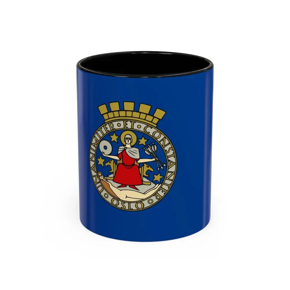 Flag of Oslo Oslo Norway - Accent Coffee Mug 11oz Black - Go Mug Yourself