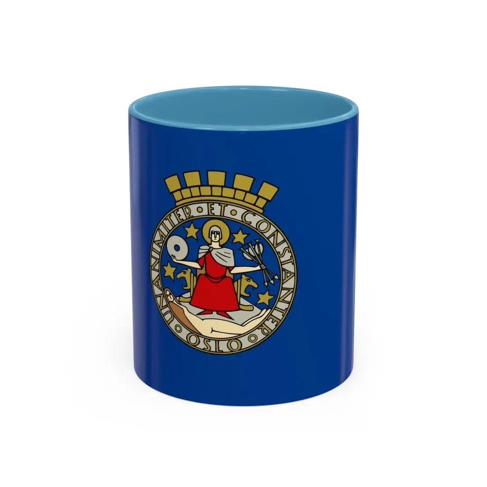 Flag of Oslo Oslo Norway - Accent Coffee Mug 11oz Light Blue - Go Mug Yourself