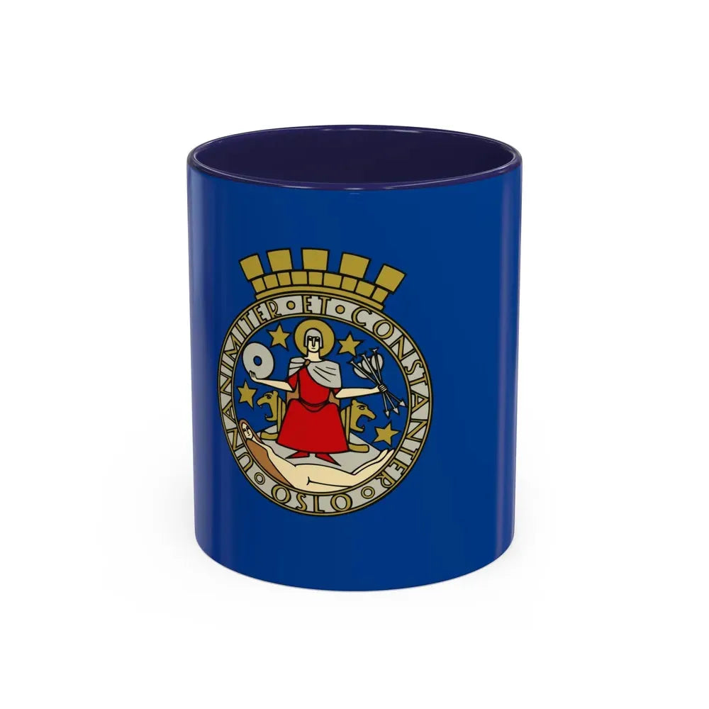 Flag of Oslo Oslo Norway - Accent Coffee Mug 11oz Navy - Go Mug Yourself