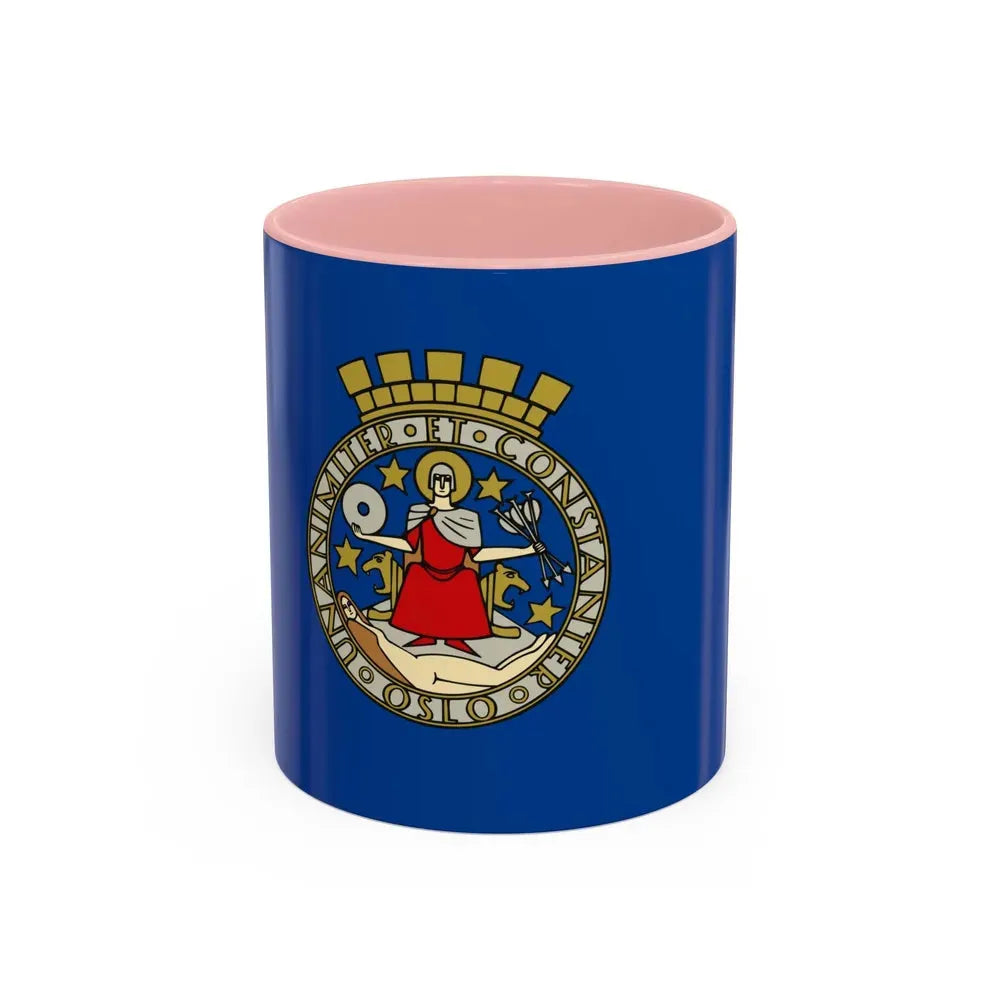 Flag of Oslo Oslo Norway - Accent Coffee Mug 11oz Pink - Go Mug Yourself