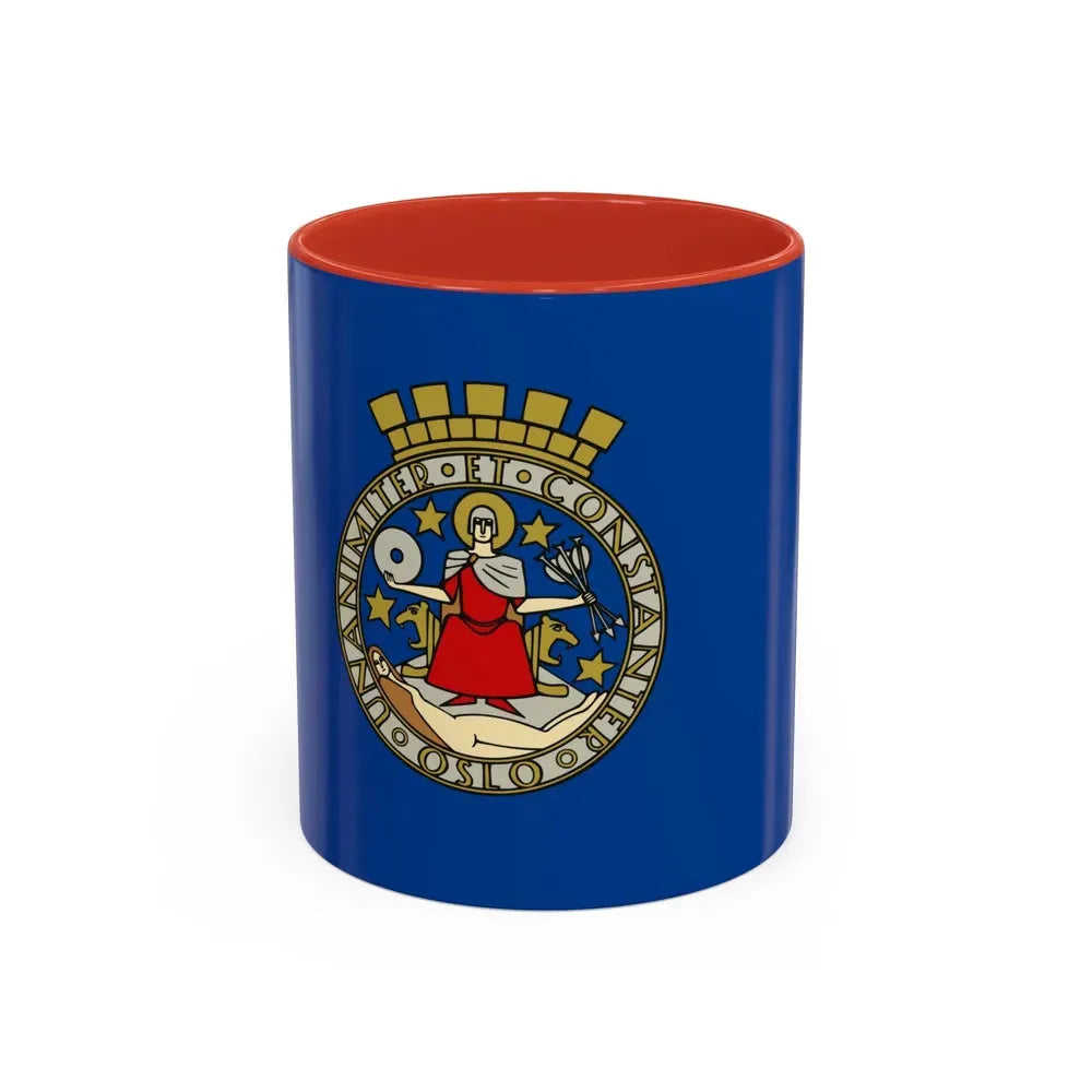 Flag of Oslo Oslo Norway - Accent Coffee Mug 11oz Red - Go Mug Yourself