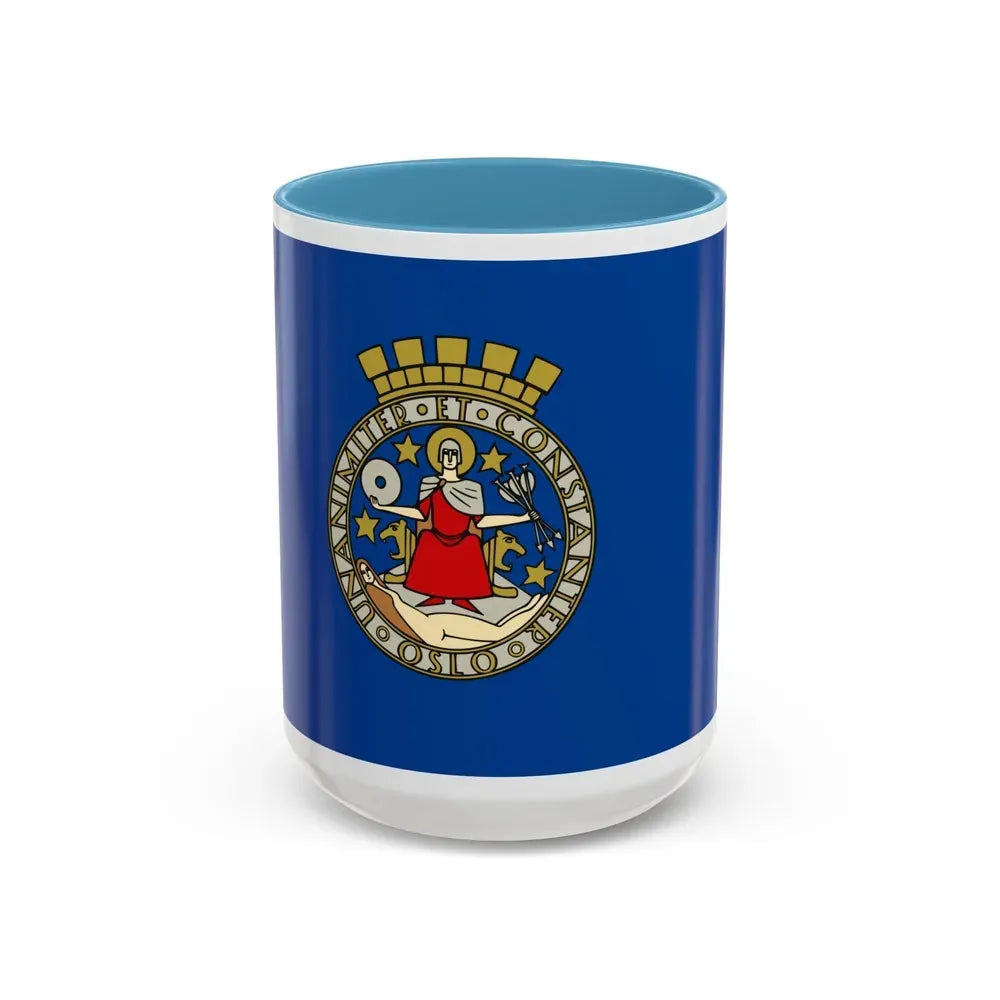 Flag of Oslo Oslo Norway - Accent Coffee Mug 15oz Light Blue - Go Mug Yourself