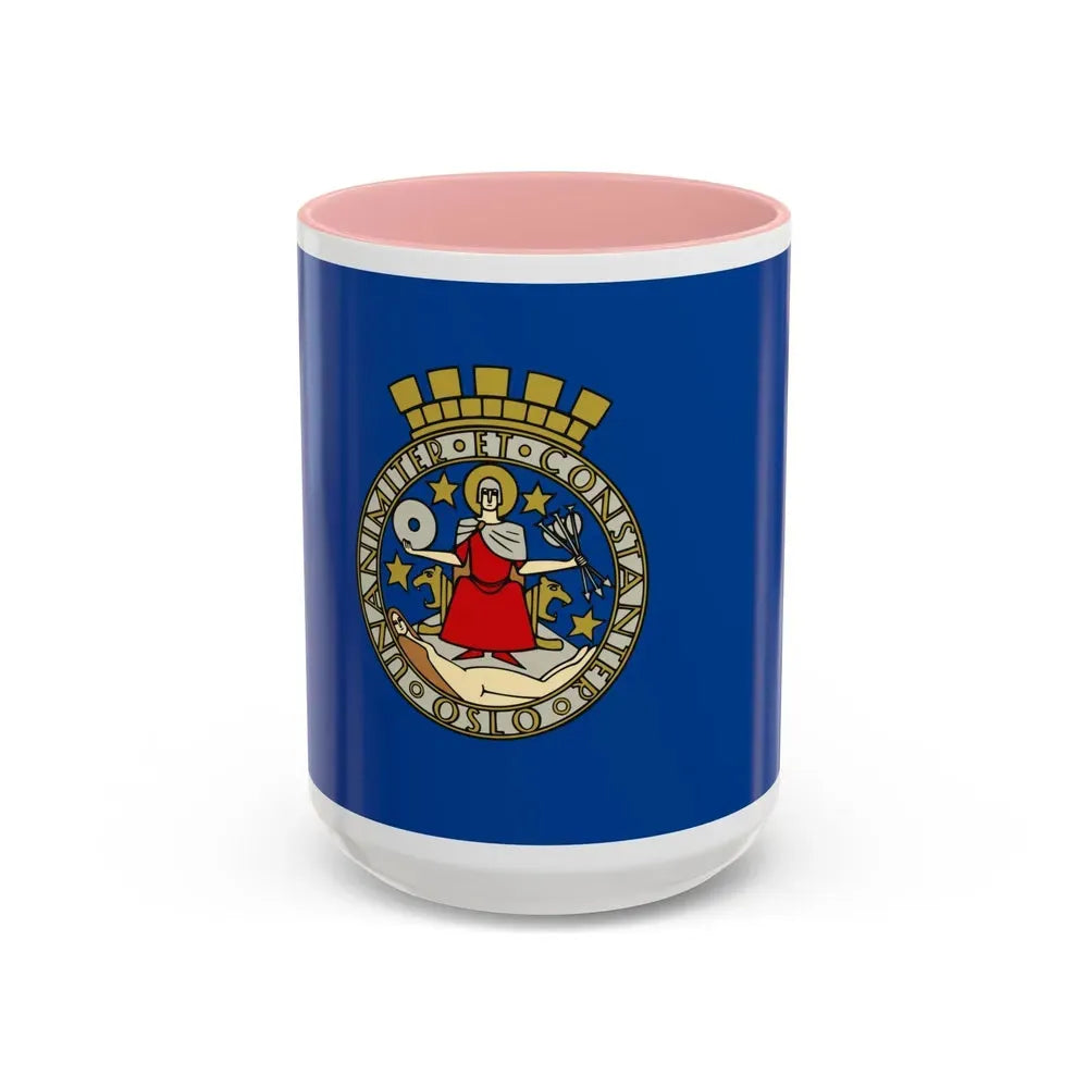 Flag of Oslo Oslo Norway - Accent Coffee Mug 15oz Pink - Go Mug Yourself