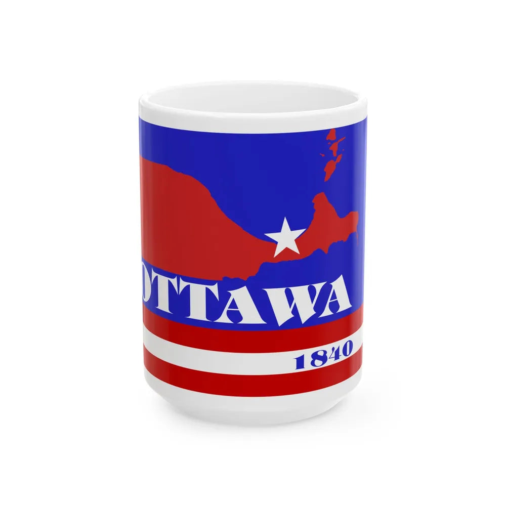 Flag of Ottawa County Ohio (United States) White Coffee Mug 15oz - Go Mug Yourself