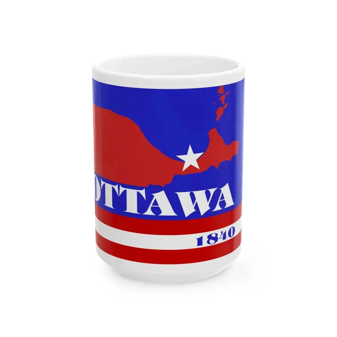 Flag of Ottawa County Ohio (United States) White Coffee Mug 15oz - Go Mug Yourself