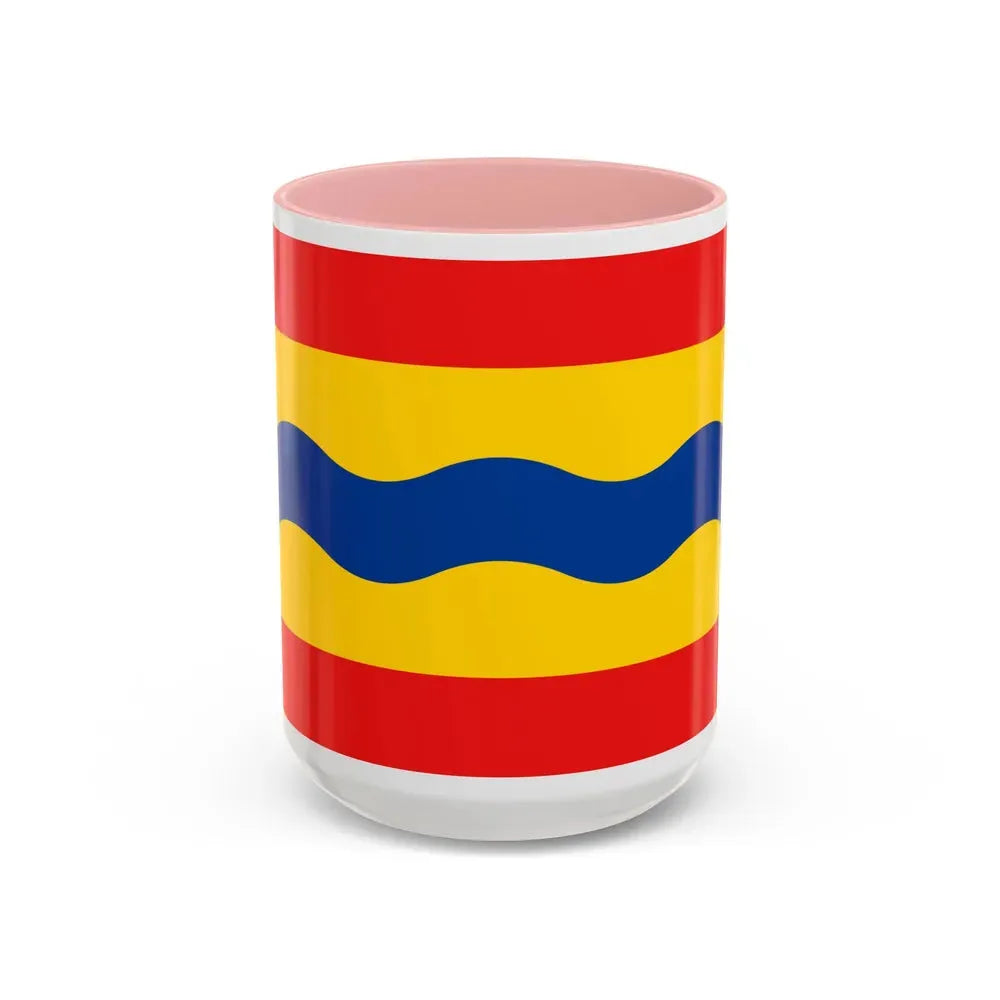Flag of Overijssel Netherlands - Accent Coffee Mug 15oz Pink - Go Mug Yourself