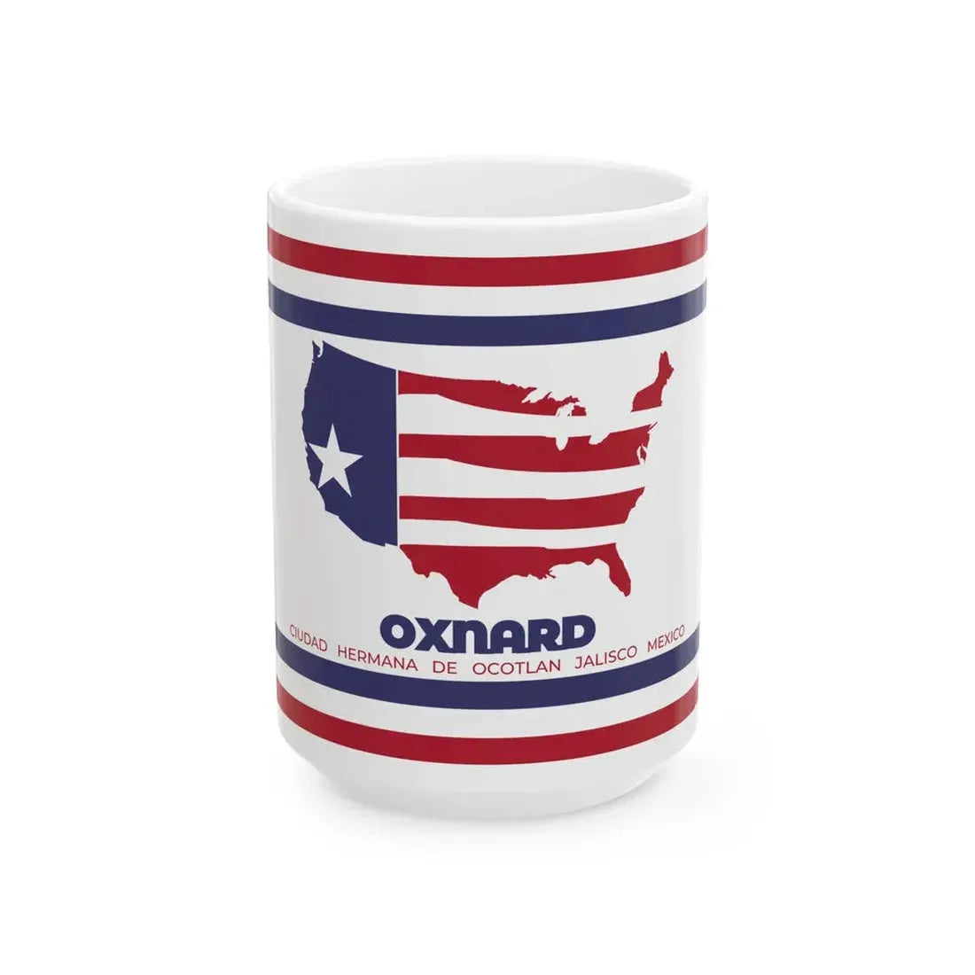 Flag of Oxnard California (United States) White Coffee Mug 15oz - Go Mug Yourself