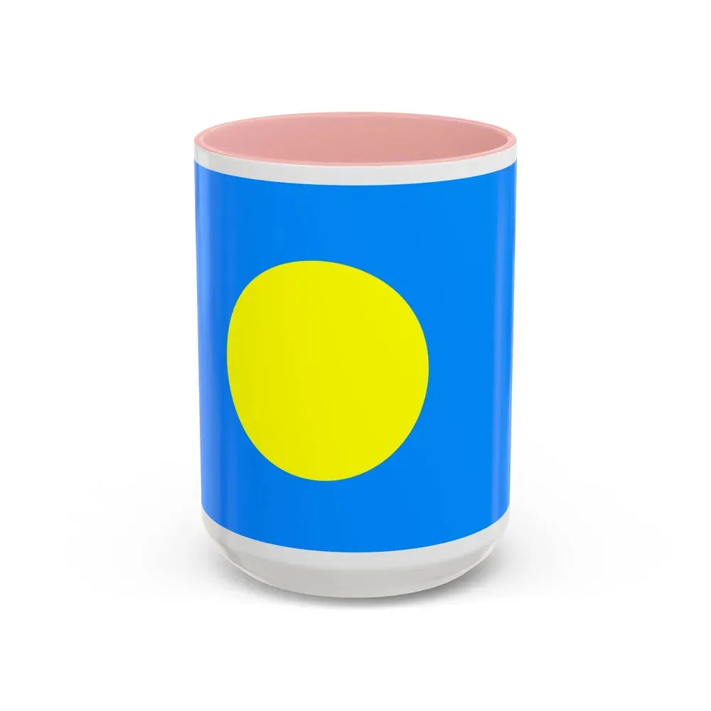 Flag of Palau Palau - Accent Coffee Mug 15oz Pink - Go Mug Yourself
