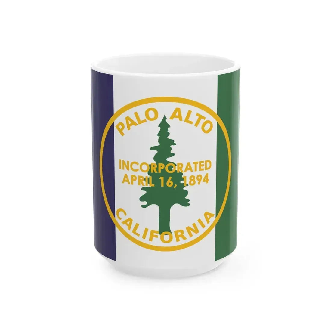 Flag of Palo Alto California (United States) White Coffee Mug 15oz - Go Mug Yourself