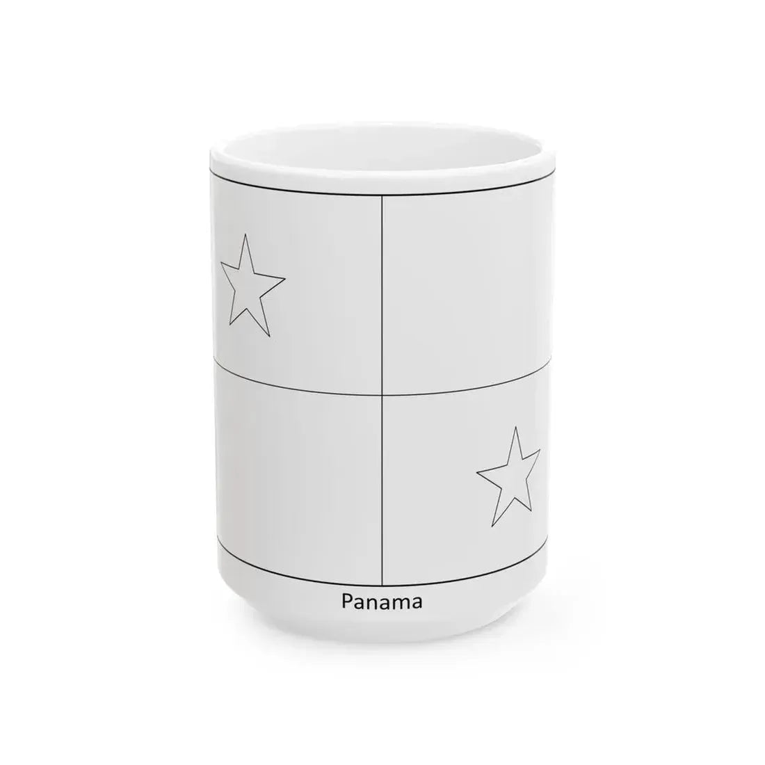 Flag of Panama colouring page (Panama) White Coffee Mug 15oz - Go Mug Yourself