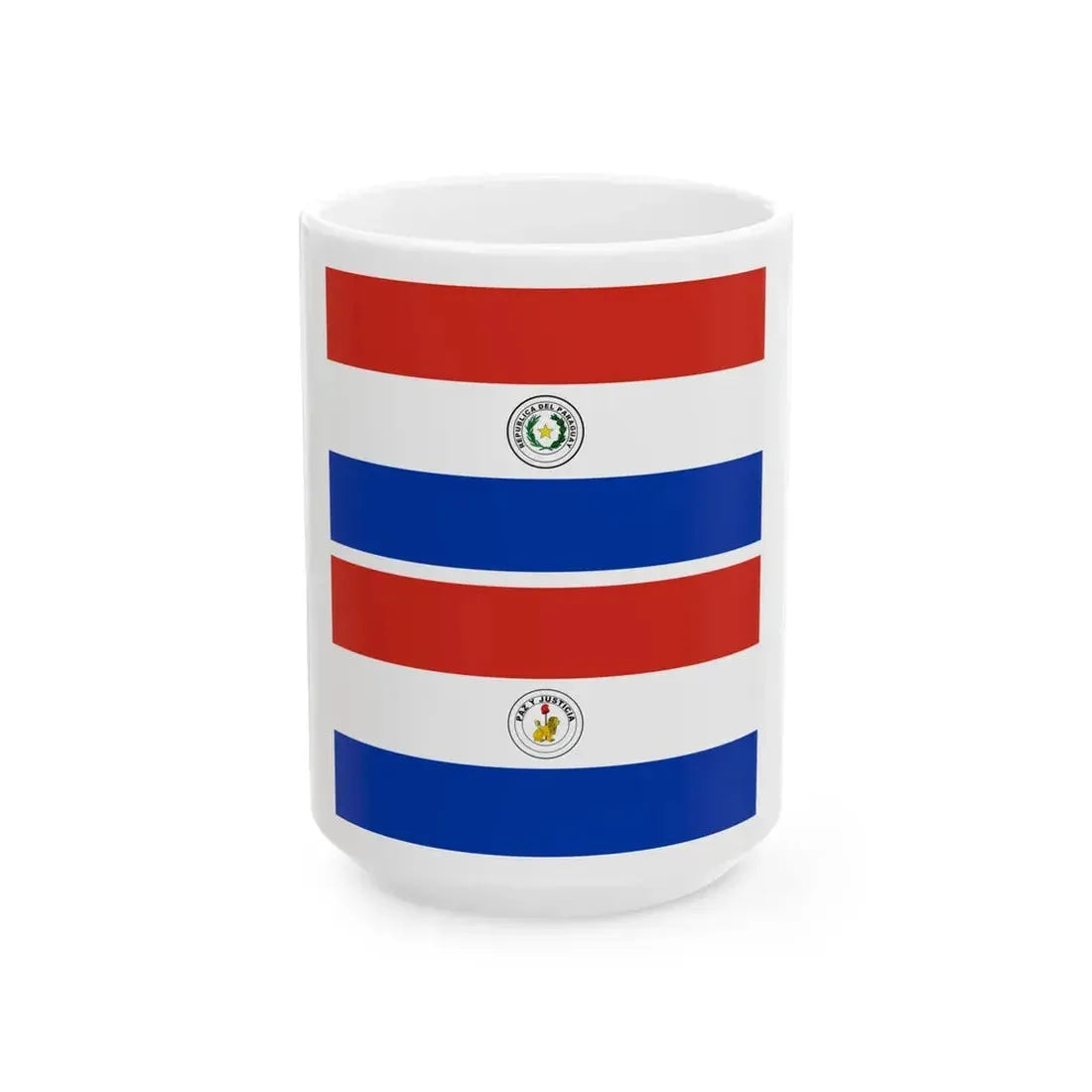 Flag of Paraguay obverse reverse (Paraguay) White Coffee Mug 15oz - Go Mug Yourself