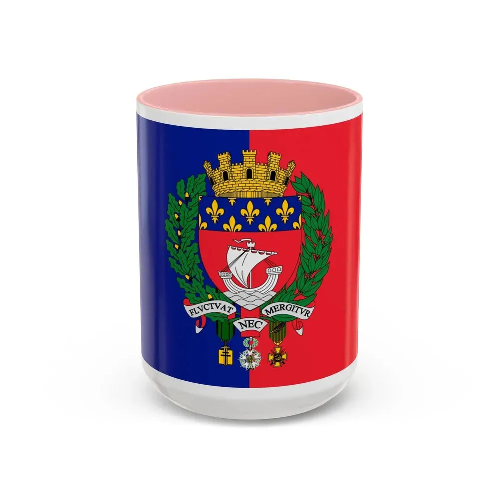 Flag of Paris France - Accent Coffee Mug 15oz Pink - Go Mug Yourself