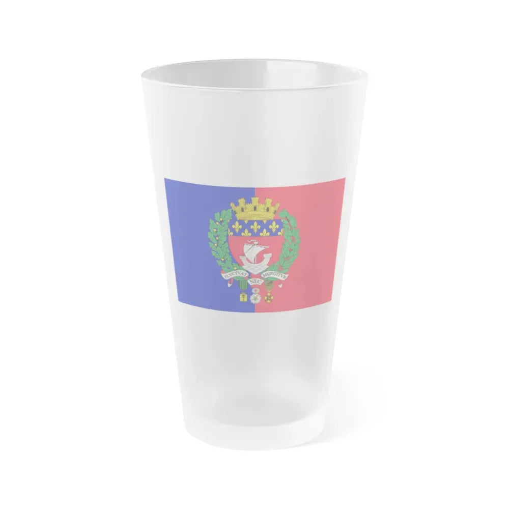 Flag of Paris France - Frosted Pint Glass 16oz 16oz Frosted - Go Mug Yourself