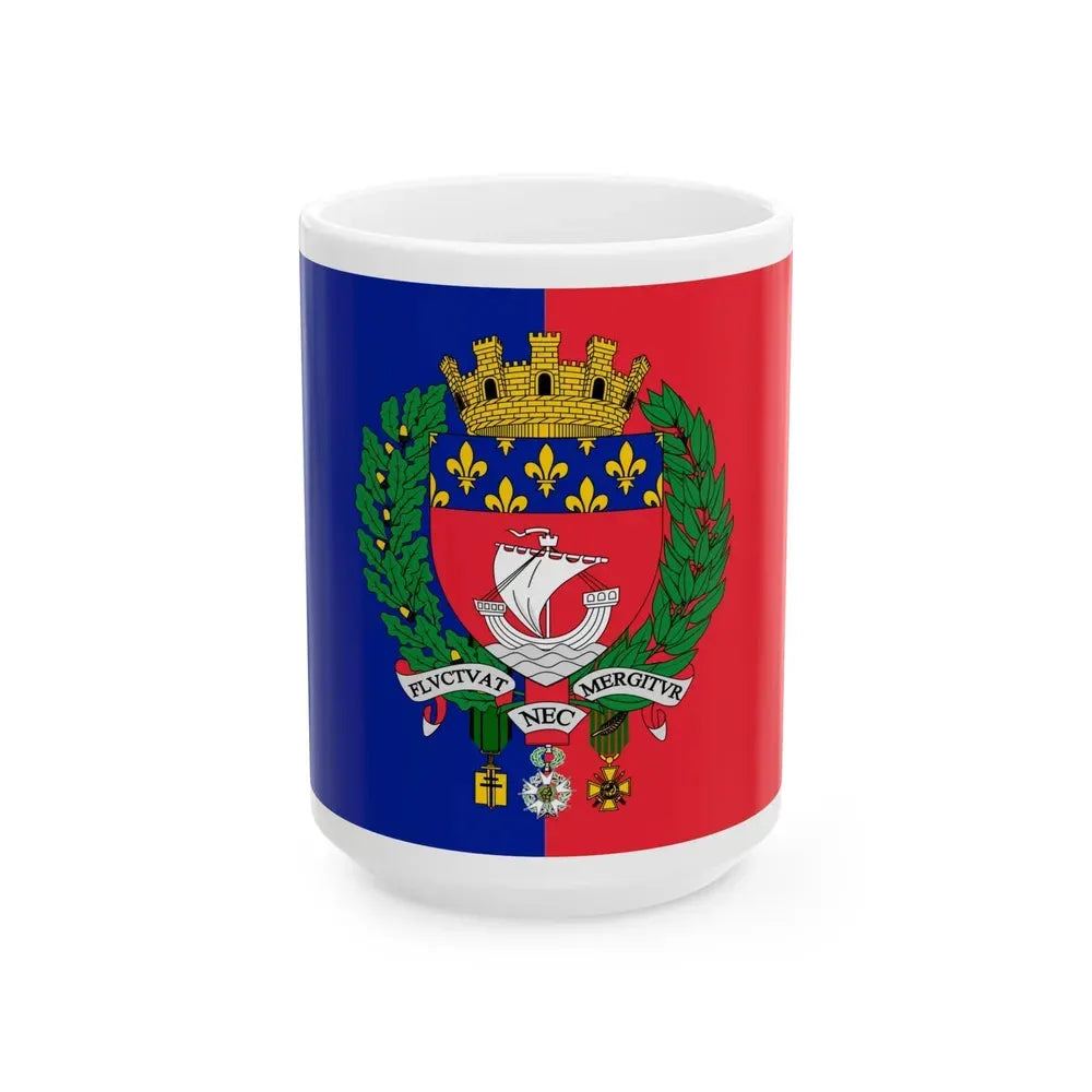 Flag of Paris France - White Coffee Mug 15oz - Go Mug Yourself