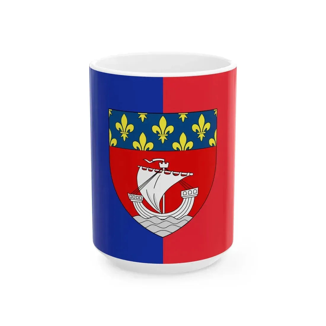 Flag of Paris with shield (France) White Coffee Mug 15oz - Go Mug Yourself