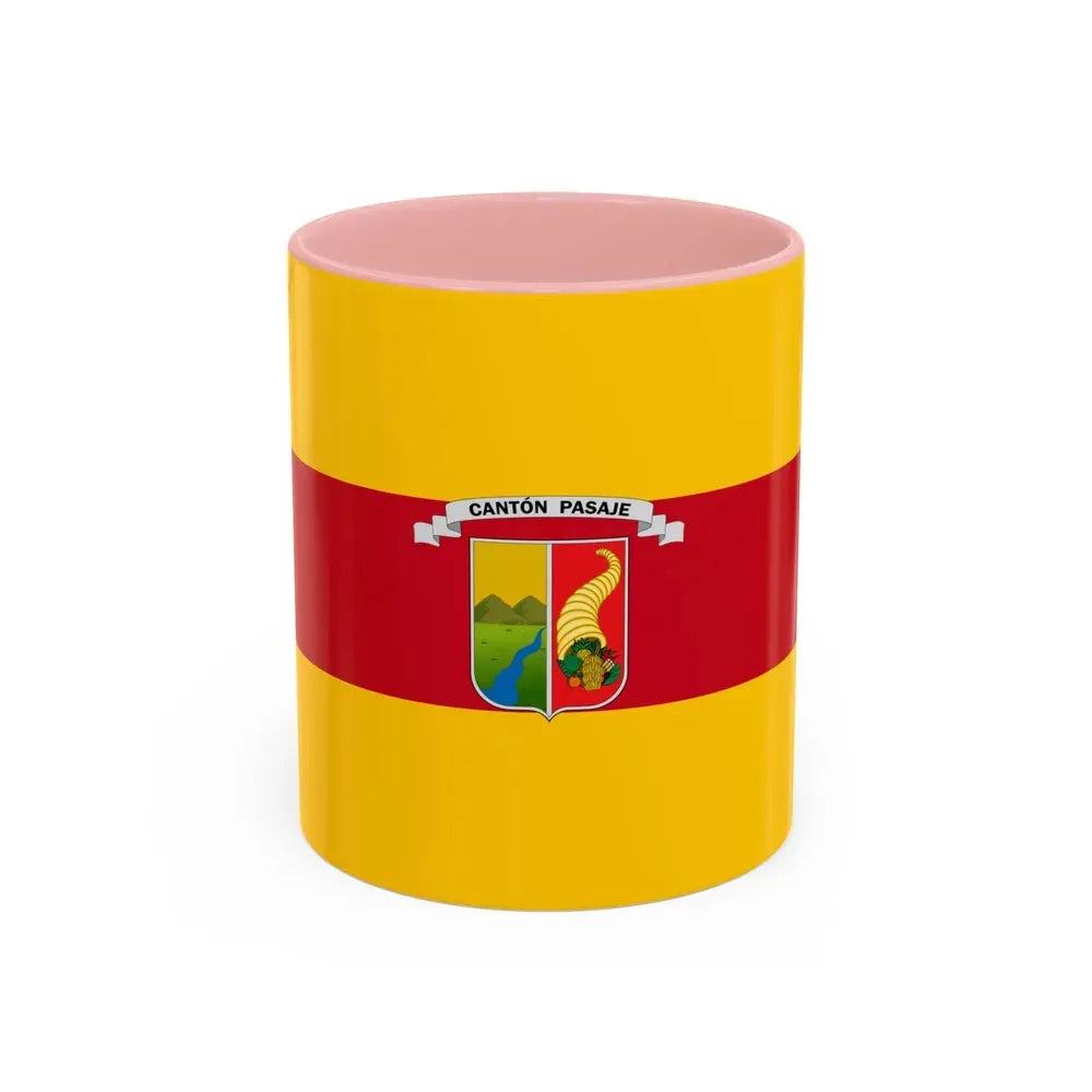 Flag of Pasaje Ecuador - Accent Coffee Mug 11oz Pink - Go Mug Yourself