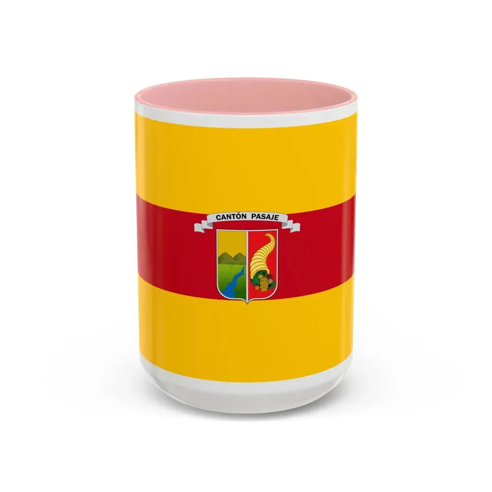 Flag of Pasaje Ecuador - Accent Coffee Mug 15oz Pink - Go Mug Yourself