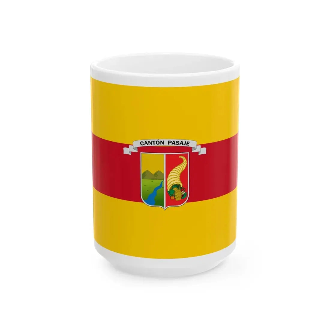 Flag of Pasaje Ecuador (Ecuador) White Coffee Mug 15oz - Go Mug Yourself