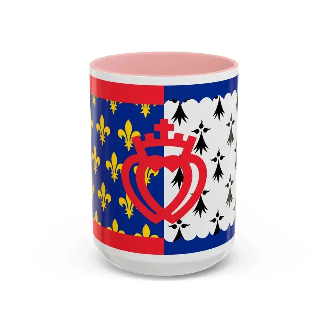 Flag of Pays de la Loire France - Accent Coffee Mug 15oz Pink - Go Mug Yourself