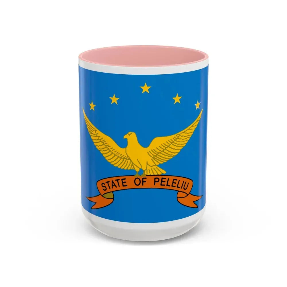 Flag of Peleliu Palau - Accent Coffee Mug 15oz Pink - Go Mug Yourself