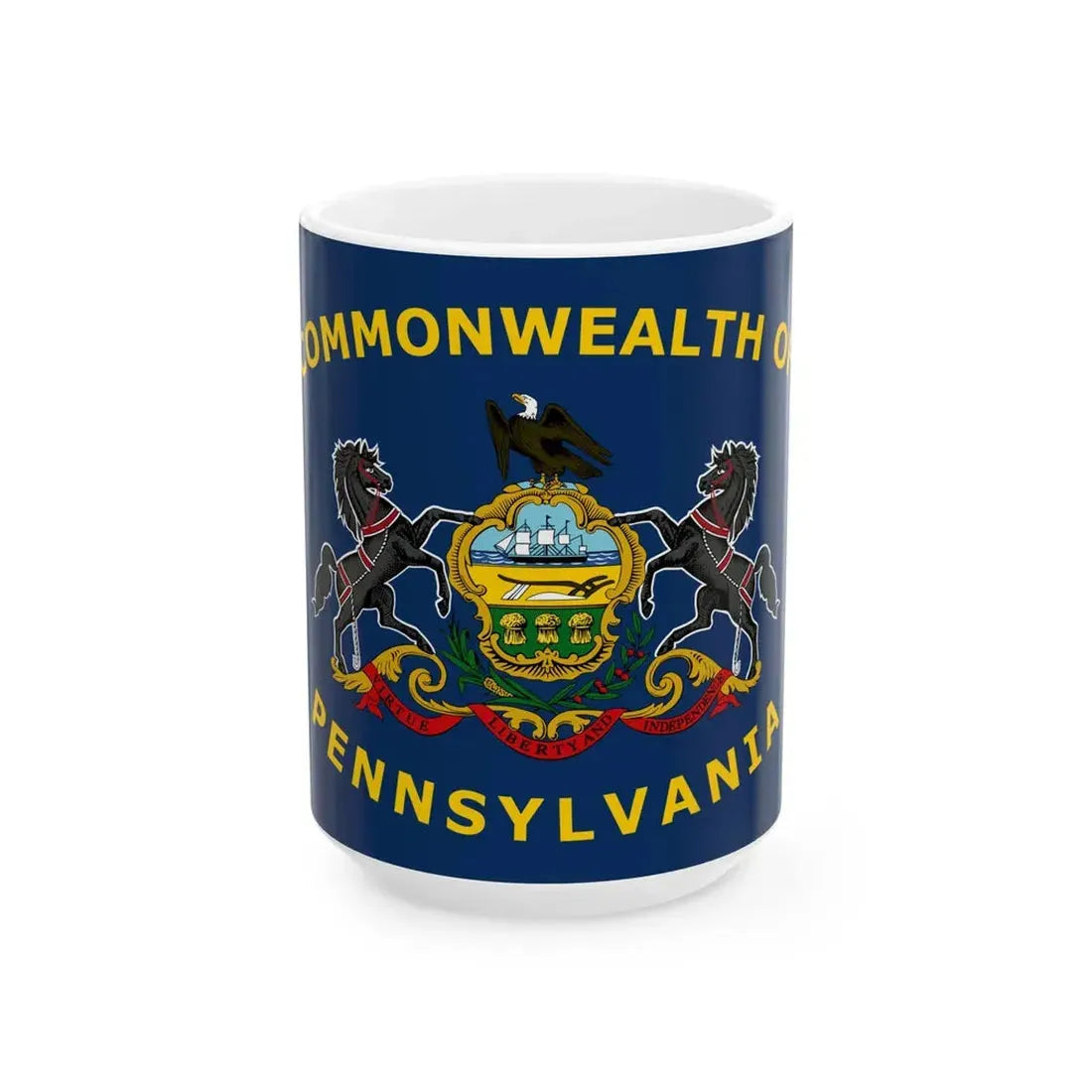 Flag of Pennsylvania with Yellow Lettering 2007 Proposal (United States) White Coffee Mug 15oz - Go Mug Yourself
