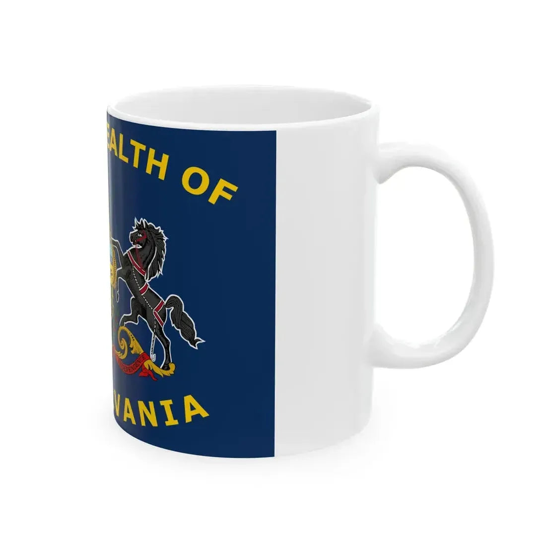 Flag of Pennsylvania with Yellow Lettering 2007 Proposal (United States) White Coffee Mug - Go Mug Yourself