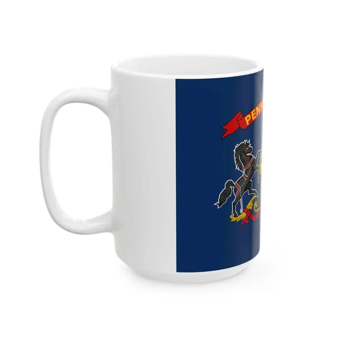 Flag of Pennsylvania with Yellow Lettering on Red Festoon 2009 Proposal (United States) White Coffee Mug - Go Mug Yourself