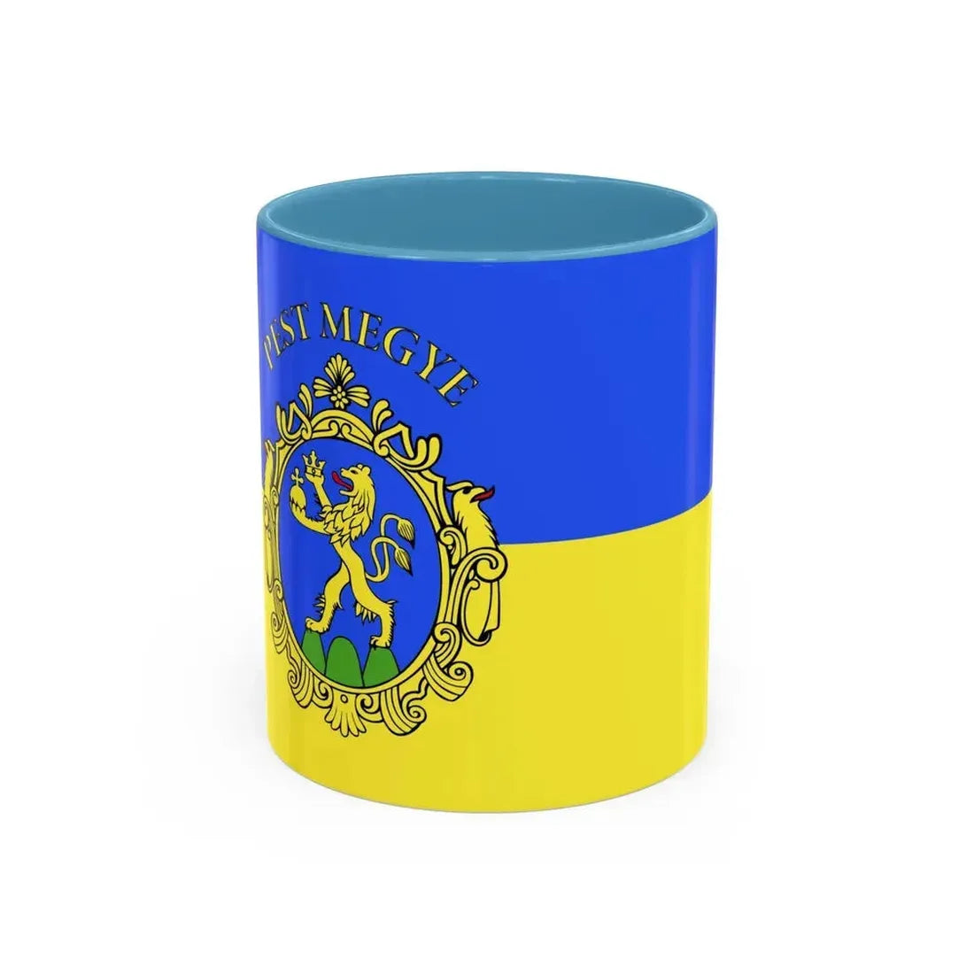 Flag of Pest County Hungary - Accent Coffee Mug 11oz Light Blue - Go Mug Yourself