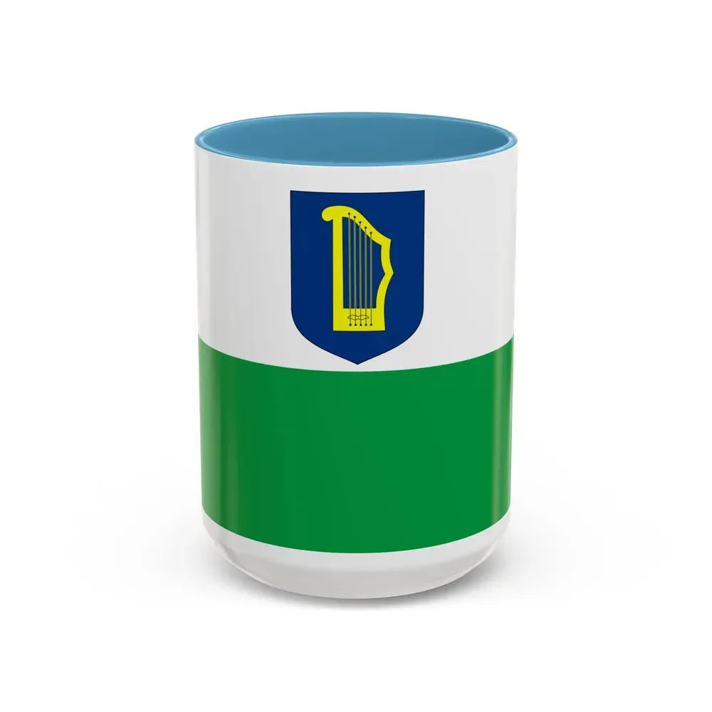 Flag of Petseri County Estonia - Accent Coffee Mug 15oz Light Blue - Go Mug Yourself
