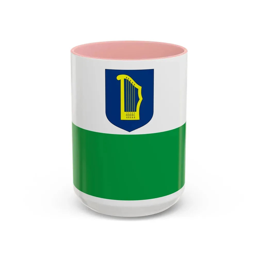 Flag of Petseri County Estonia - Accent Coffee Mug 15oz Pink - Go Mug Yourself