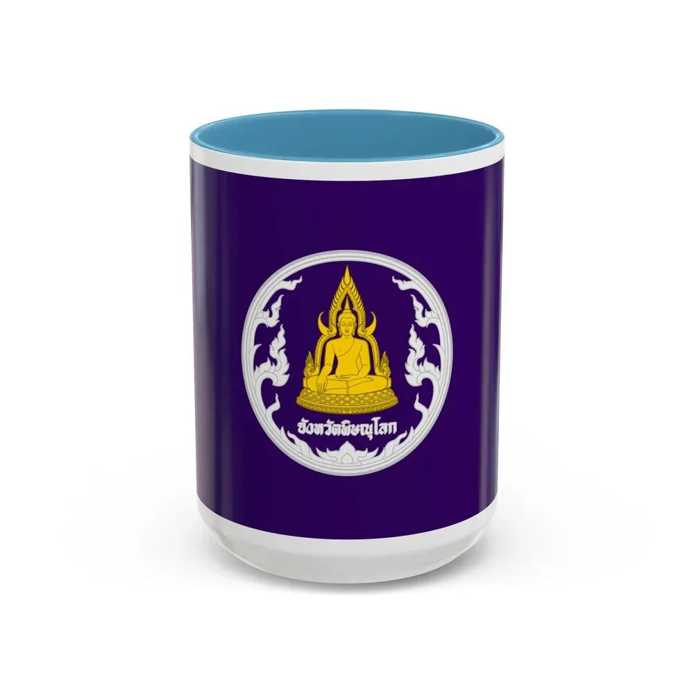 Flag of Phitsanulok Province Thailand - Accent Coffee Mug 15oz Light Blue - Go Mug Yourself