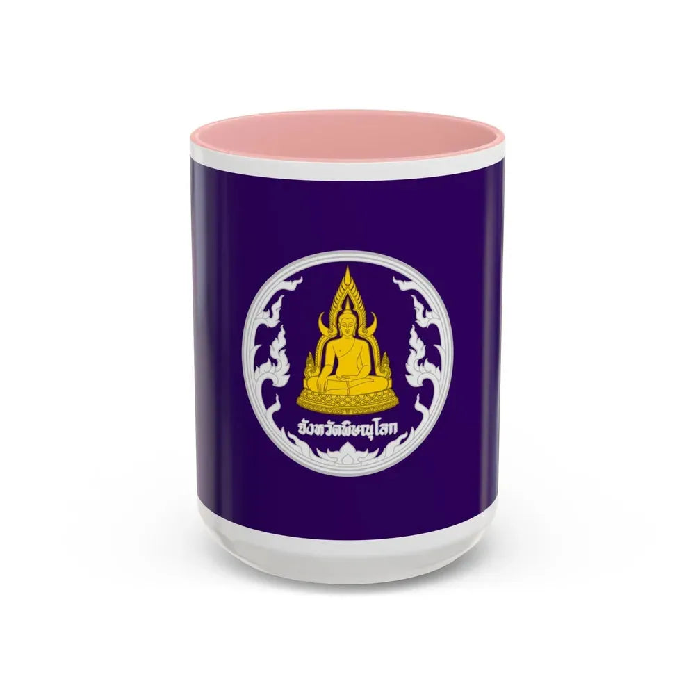 Flag of Phitsanulok Province Thailand - Accent Coffee Mug 15oz Pink - Go Mug Yourself