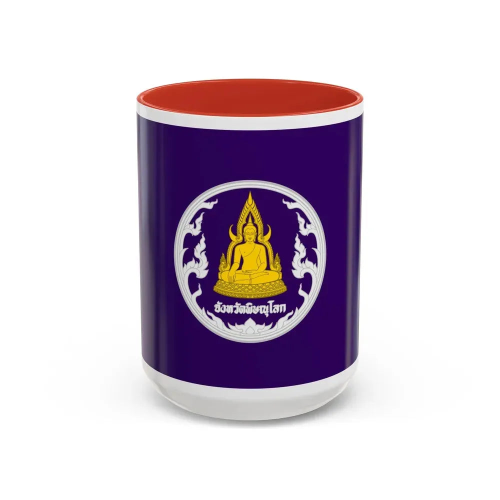 Flag of Phitsanulok Province Thailand - Accent Coffee Mug 15oz Red - Go Mug Yourself