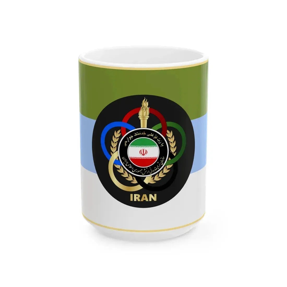 Flag of Physical Education Organization of Army of Iran (Iran) White Coffee Mug 15oz - Go Mug Yourself