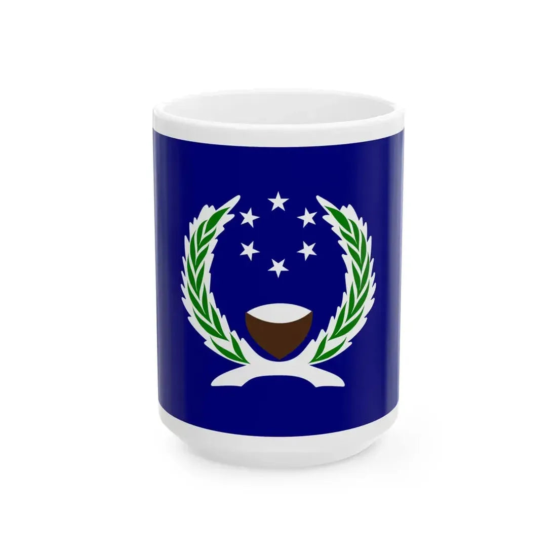 Flag of Pohnpei 1977-1992 (Micronesia) White Coffee Mug 15oz - Go Mug Yourself