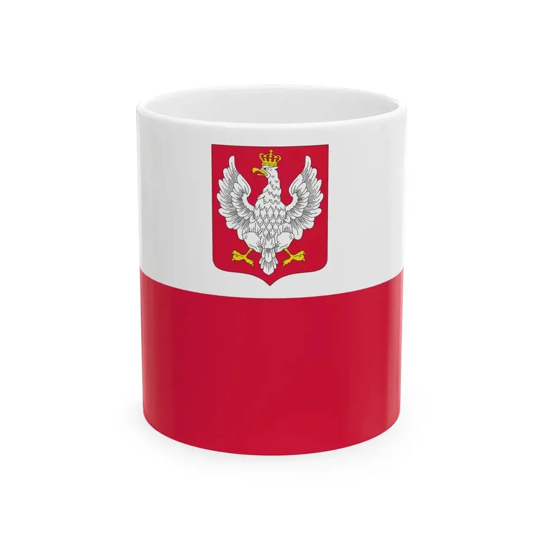 Flag of Poland with coat of arms 1919-1928 (Poland) White Coffee Mug 11oz - Go Mug Yourself