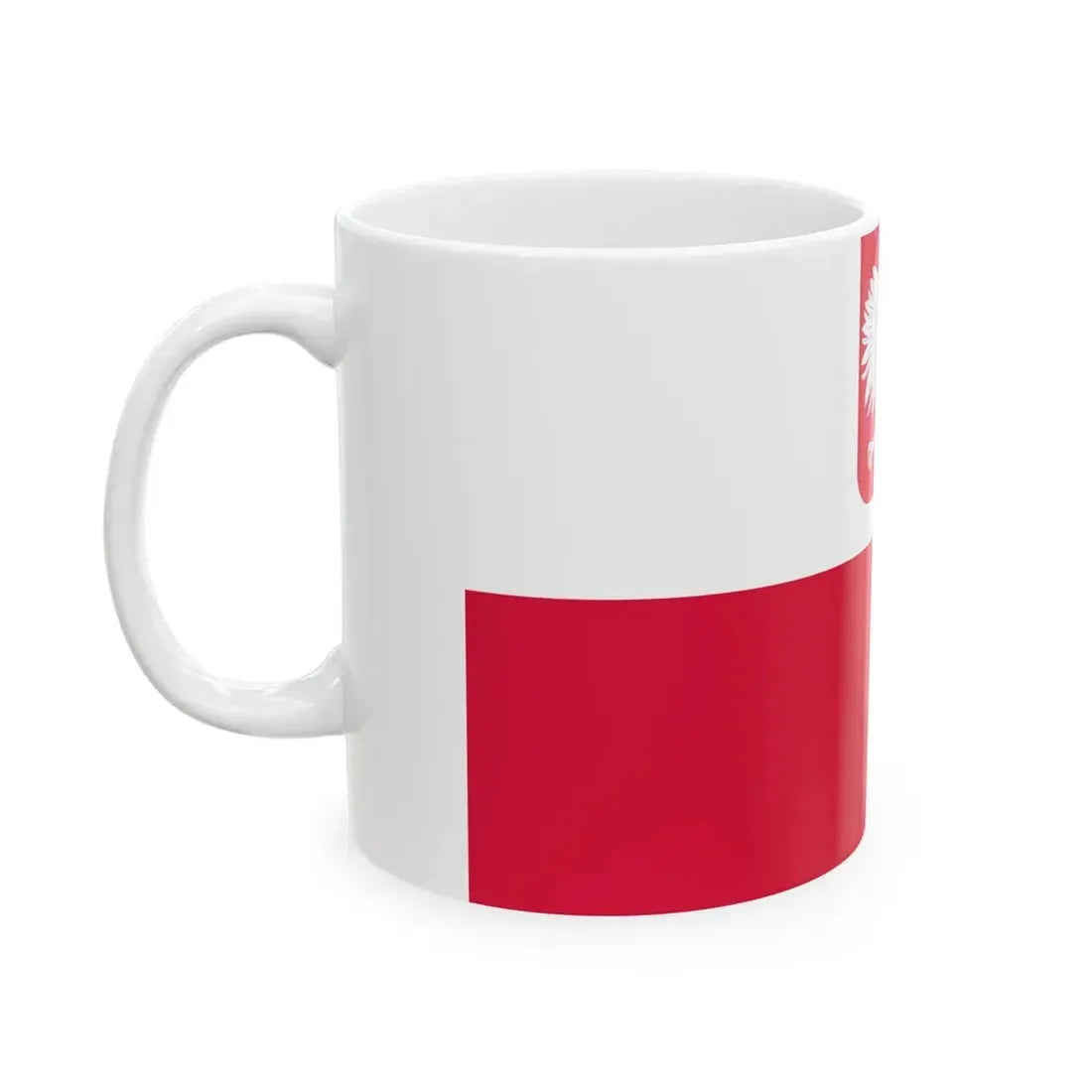Flag of Poland with coat of arms (Poland) White Coffee Mug - Go Mug Yourself
