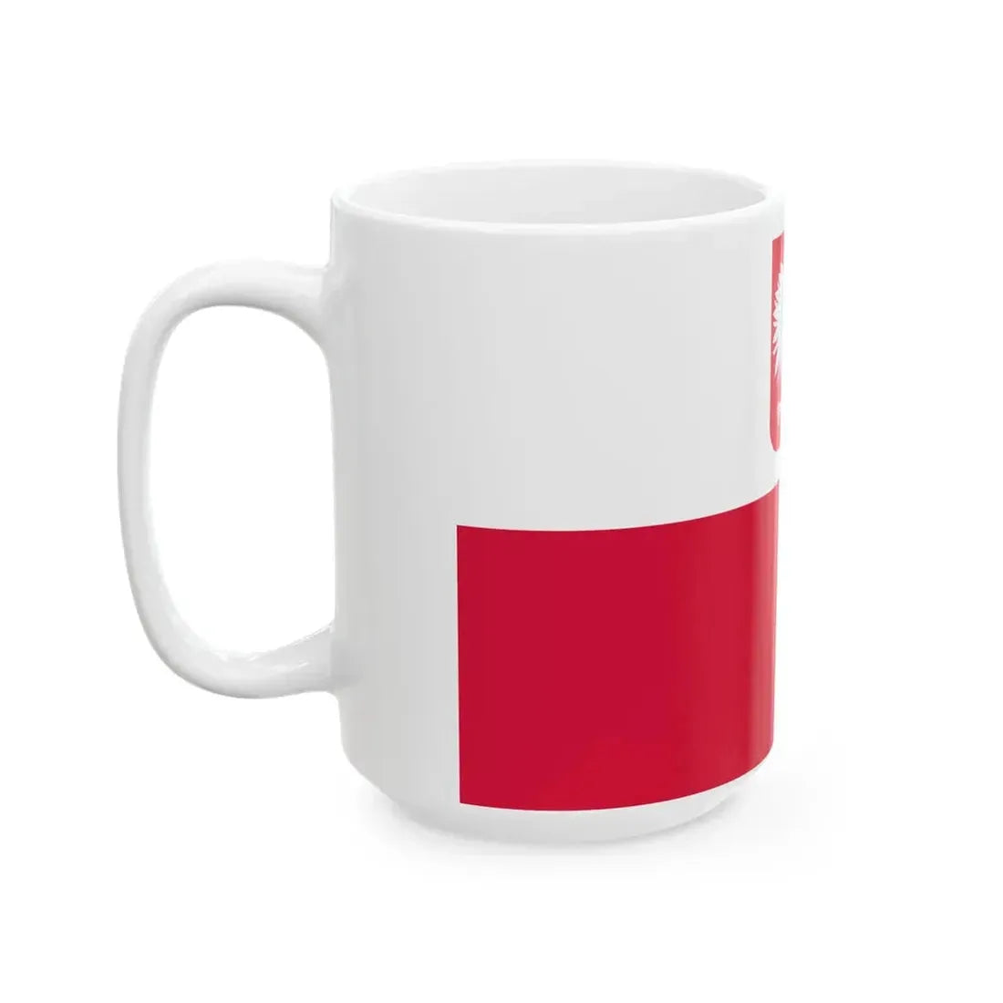 Flag of Poland with coat of arms (Poland) White Coffee Mug - Go Mug Yourself