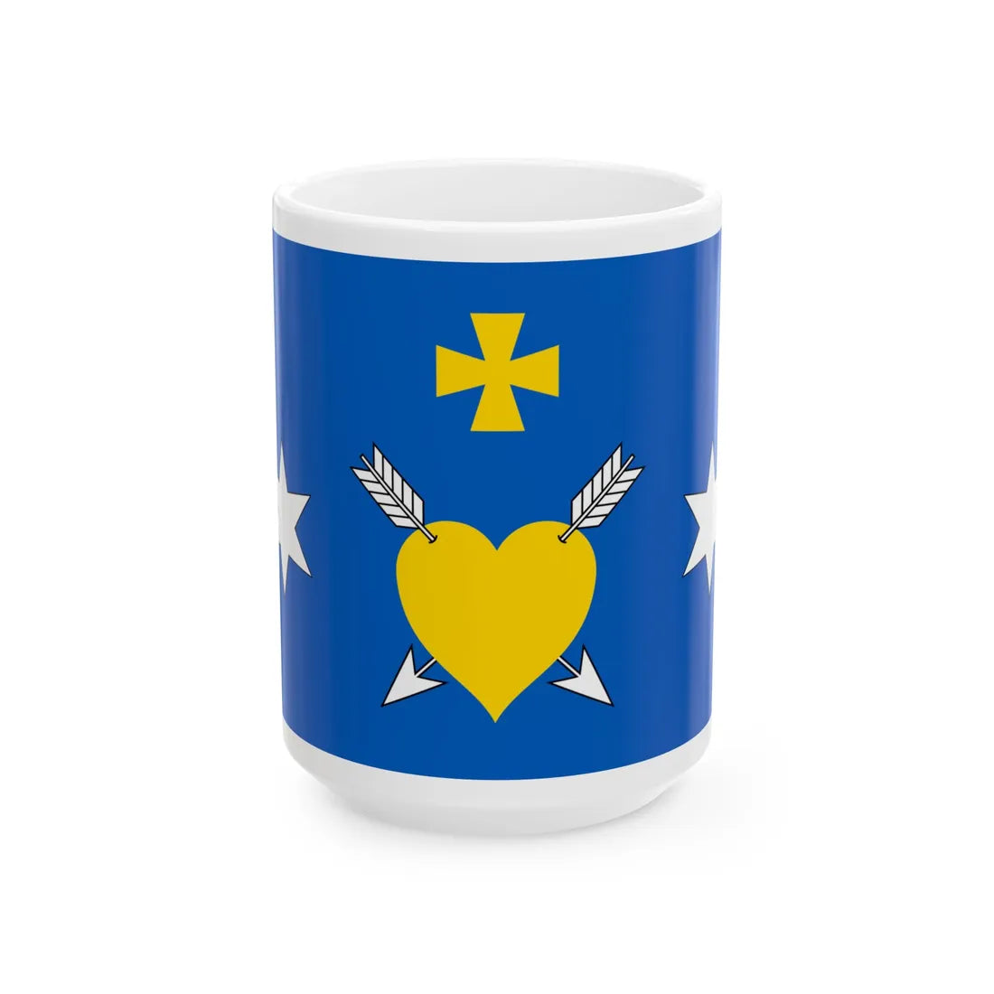 Flag of Poltava Raion (Ukraine) White Coffee Mug 15oz - Go Mug Yourself